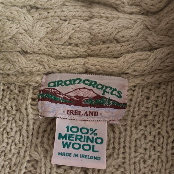 Aran Crafts 100% wool peacoat style sweater, high neck crossover closure XXL - Picture 2 of 11